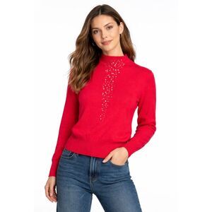 Kinross Cashmere Sweater NWT Pink Rhinestone Mock Neck Luxe Size M